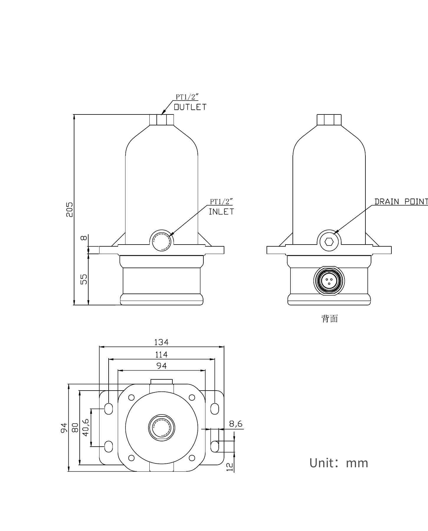 Engine Preheaters for Diesel & Gas Generator Sets EHA/S engine preheater dimension drawing