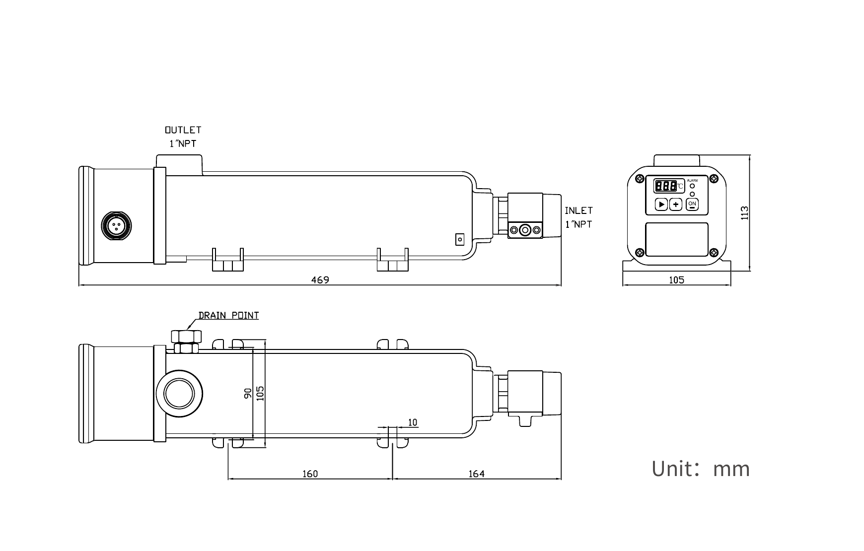 Engine Preheaters for Diesel & Gas Generator Sets EHB engine preheater dimension drawing