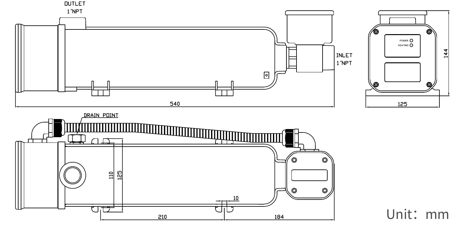 Engine Preheaters for Diesel & Gas Generator Sets EHC/S engine preheater dimension drawing