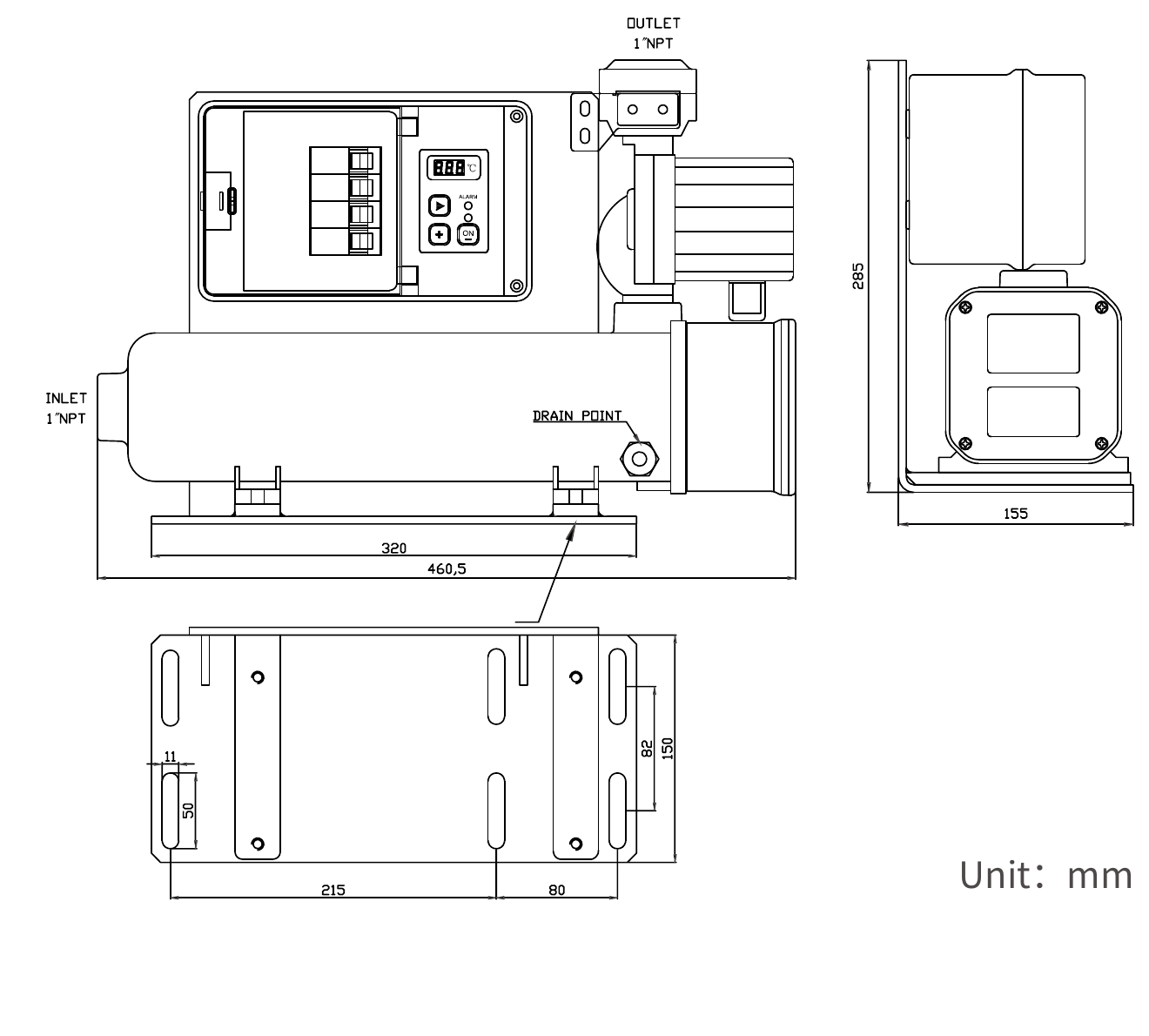 Engine Preheaters for Diesel & Gas Generator Sets EHDA engine preheater dimension drawing