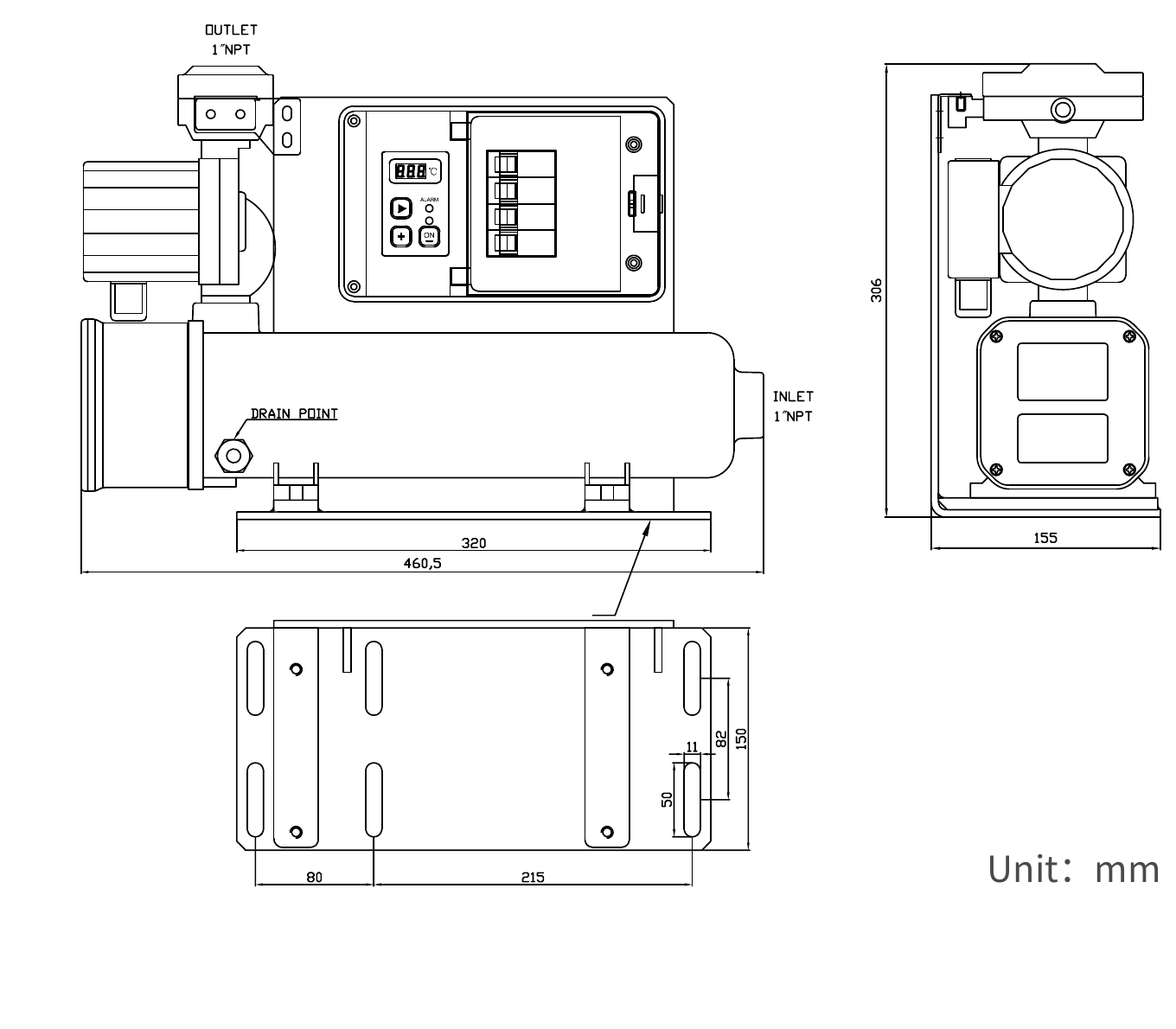Engine Preheaters for Diesel & Gas Generator Sets EHDC engine preheater dimension drawing