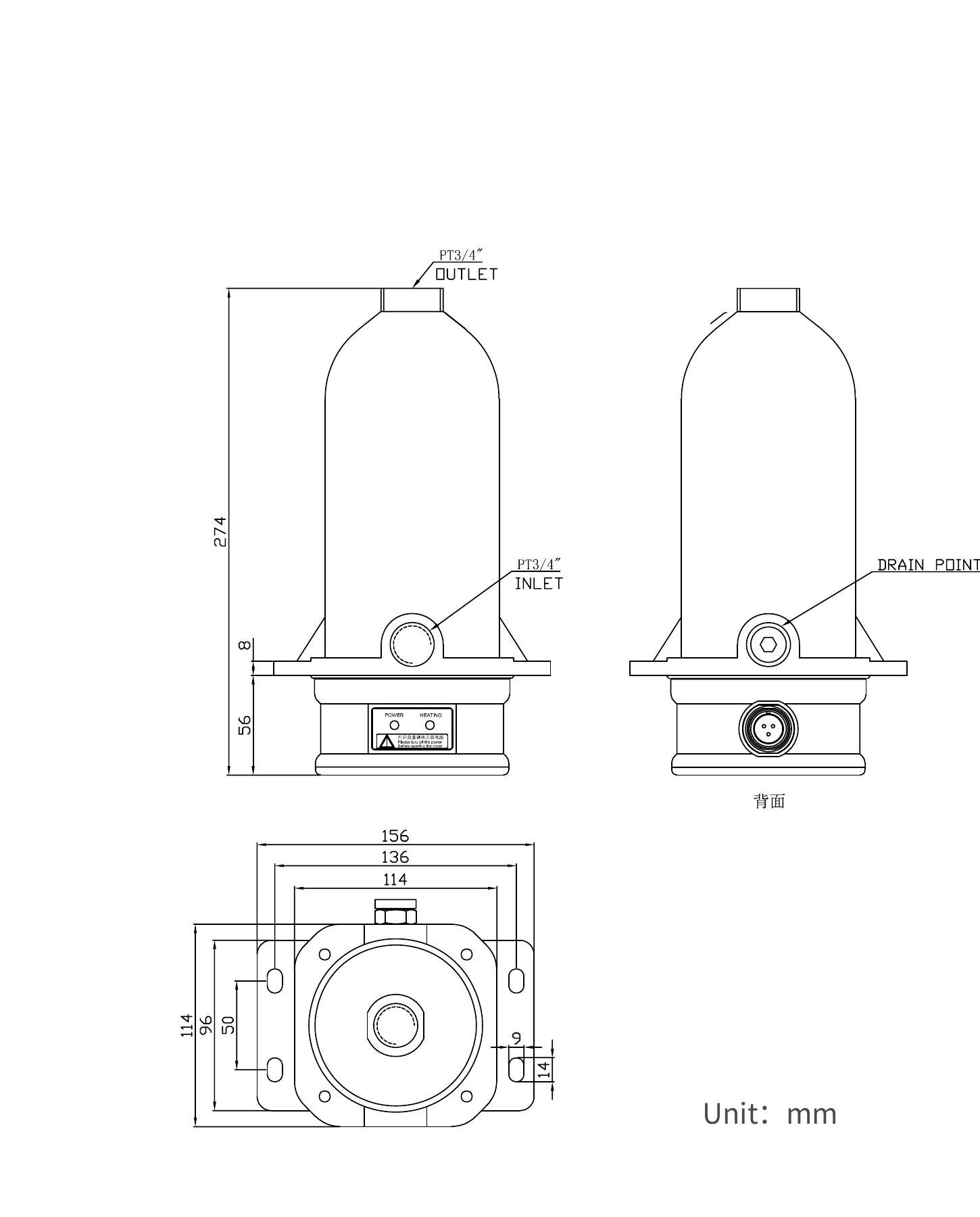 Engine Preheaters for Diesel & Gas Generator Sets EHG engine preheater dimension drawing