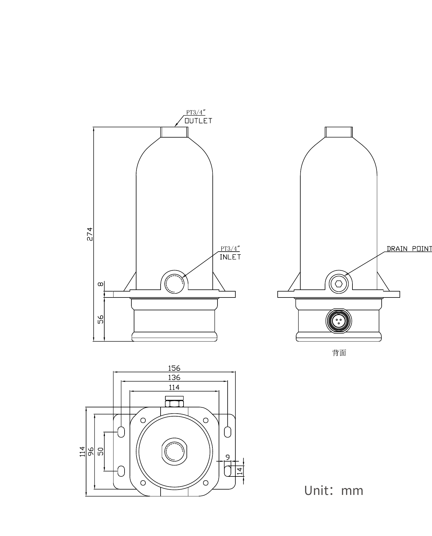 Engine Preheaters for Diesel & Gas Generator Sets EHG/S engine preheater dimension drawing